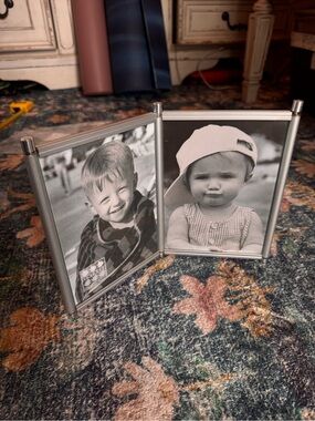 Sixtrees Home Accents Silver Double Folding Photo Frame